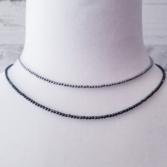 Hematite Double Row Layering Necklace - Picture 2 of 7